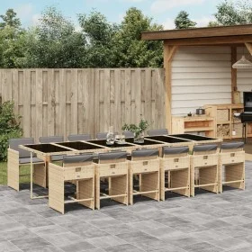 Set comedor de jardín con cojines 13 pzas ratán sintético beige by vidaXL, Garden sets - Ref: Foro24-3277895, Price: 1,00 €, ...