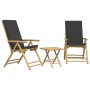 Juego bistró plegable con cojines 3 pzas bambú gris oscuro von vidaXL, Gartensets - Ref: Foro24-3208932, Preis: 216,37 €, Rab...