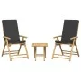 Juego bistró plegable con cojines 3 pzas bambú gris oscuro von vidaXL, Gartensets - Ref: Foro24-3208932, Preis: 251,62 €, Rab...
