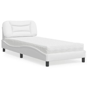 Bed with white synthetic leather mattress 90x200 cm by vidaXL, Beds and slatted bases - Ref: Foro24-3208697, Price: 295,57 €,...