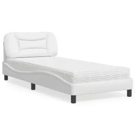 Bed with white synthetic leather mattress 90x200 cm by vidaXL, Beds and slatted bases - Ref: Foro24-3208697, Price: 312,14 €,...