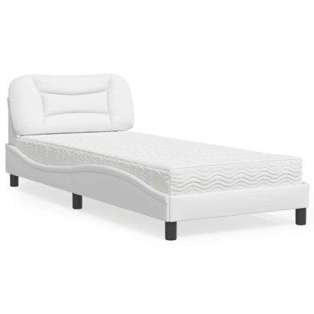 Bett mit weißer Kunstledermatratze 90x200 cm von vidaXL, Betten und Lattenroste - Ref: Foro24-3208697, Preis: 295,57 €, Rabat...