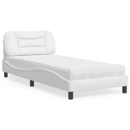 Cama con colchón cuero sintético blanco 90x200 cm de vidaXL, Camas y somieres - Ref: Foro24-3208697, Precio: 311,76 €, Descue...