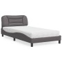 Bed with gray synthetic leather mattress 100x200 cm by vidaXL, Beds and slatted bases - Ref: Foro24-3208706, Price: 278,54 €,...