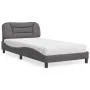 Bed with gray synthetic leather mattress 100x200 cm by vidaXL, Beds and slatted bases - Ref: Foro24-3208706, Price: 334,57 €,...