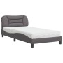 Bed with gray synthetic leather mattress 100x200 cm by vidaXL, Beds and slatted bases - Ref: Foro24-3208706, Price: 278,54 €,...