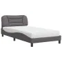Bed with gray synthetic leather mattress 100x200 cm by vidaXL, Beds and slatted bases - Ref: Foro24-3208706, Price: 334,57 €,...
