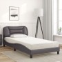 Bed with gray synthetic leather mattress 100x200 cm by vidaXL, Beds and slatted bases - Ref: Foro24-3208706, Price: 278,54 €,...