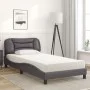 Bed with gray synthetic leather mattress 100x200 cm by vidaXL, Beds and slatted bases - Ref: Foro24-3208706, Price: 334,57 €,...