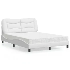 Bed with white synthetic leather mattress 140x200 cm by vidaXL, Beds and slatted bases - Ref: Foro24-3208725, Price: 423,10 €...