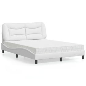 Cama con colchón cuero sintético blanco 140x200 cm de vidaXL, Camas y somieres - Ref: Foro24-3208725, Precio: 429,59 €, Descu...