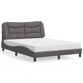 Bed with gray synthetic leather mattress 140x200 cm by vidaXL, Beds and slatted bases - Ref: Foro24-3208727, Price: 412,85 €,...