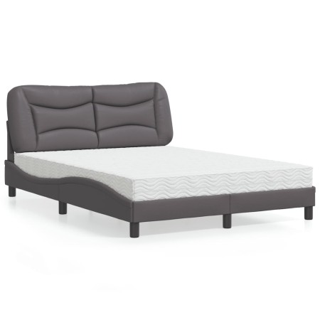 Bett mit grauer Kunstledermatratze 140x200 cm von vidaXL, Betten und Lattenroste - Ref: Foro24-3208727, Preis: 412,85 €, Raba...