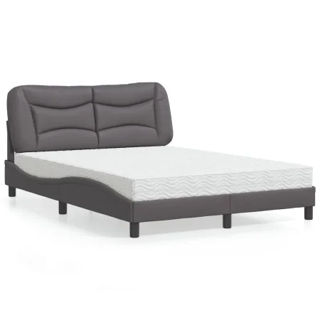 Cama con colchón cuero sintético gris 140x200 cm de vidaXL, Camas y somieres - Ref: Foro24-3208727, Precio: 406,33 €, Descuen...