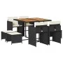 Garten-Essgruppe 9-teilig mit schwarzen Polstern aus synthetischem Rattan von vidaXL, Gartensets - Ref: Foro24-3277910, Preis...