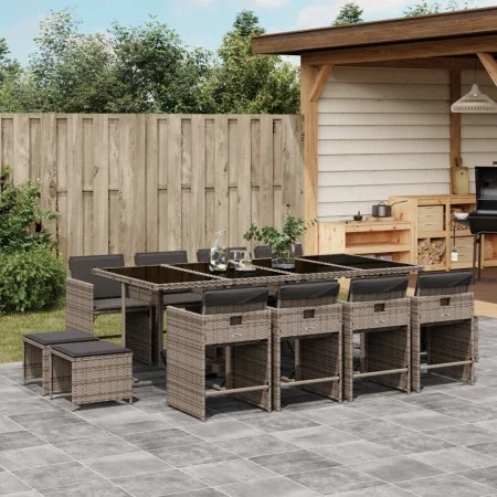 Set comedor de jardín con cojines 13 pzas ratán sintético gris by vidaXL, Garden sets - Ref: Foro24-3277927, Price: 807,64 €,...