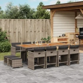 Set comedor de jardín con cojines 13 pzas ratán sintético gris by vidaXL, Garden sets - Ref: Foro24-3277933, Price: 867,69 €,...