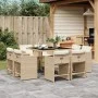 Set comedor de jardín 9 pzas con cojines ratán sintético beige by vidaXL, Garden sets - Ref: Foro24-3277965, Price: 522,90 €,...