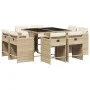 Set comedor de jardín 9 pzas con cojines ratán sintético beige by vidaXL, Garden sets - Ref: Foro24-3277965, Price: 522,90 €,...