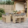 Set comedor de jardín 9 pzas con cojines ratán sintético beige by vidaXL, Garden sets - Ref: Foro24-3277967, Price: 553,37 €,...