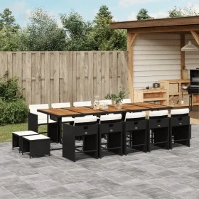 Set comedor de jardín con cojines 15 pzas ratán sintético negro by vidaXL, Garden sets - Ref: Foro24-3277946, Price: 881,94 €...