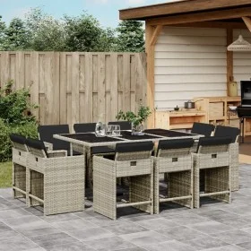 Garten-Essgruppe 11-teilig mit grauen Polstern aus synthetischem Rattan. von vidaXL, Gartensets - Ref: Foro24-3277978, Preis:...