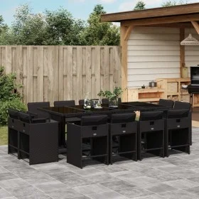 Set comedor de jardín con cojines 13 pzas ratán sintético negro by vidaXL, Garden sets - Ref: Foro24-3277986, Price: 749,79 €...