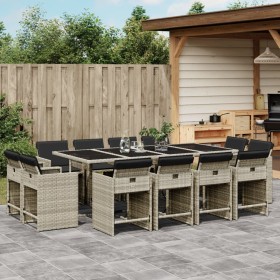 Set comedor jardín y cojines 13 pzas ratán sintético gris claro by vidaXL, Garden sets - Ref: Foro24-3277990, Price: 763,76 €...