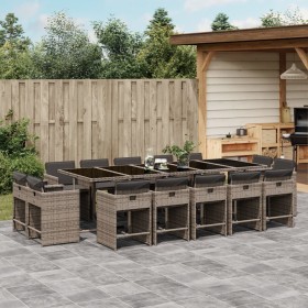 Set comedor de jardín con cojines 15 pzas ratán sintético gris by vidaXL, Garden sets - Ref: Foro24-3277999, Price: 889,36 €,...