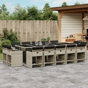 Set comedor jardín y cojines 15 pzas ratán sintético gris claro by vidaXL, Garden sets - Ref: Foro24-3278002, Price: 916,95 €...