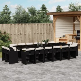 Set de muebles jardín 17 pzas con cojines ratán sintético negro by vidaXL, Garden sets - Ref: Foro24-3278009, Price: 1,00 €, ...