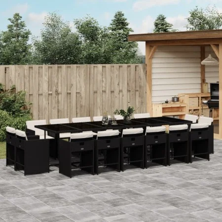 Gartenmöbel-Set, 17-teilig, mit schwarzen Polstern aus synthetischem Rattan von vidaXL, Gartensets - Ref: Foro24-3278009, Pre...