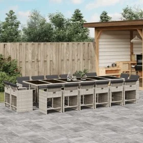 Set comedor jardín y cojines 17 pzas ratán sintético gris claro by vidaXL, Garden sets - Ref: Foro24-3278014, Price: 1,00 €, ...