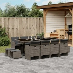 Garten-Essgruppe mit 13-teiligen Kissen aus grauem synthetischem Rattan. von vidaXL, Gartensets - Ref: Foro24-3277747, Preis:...