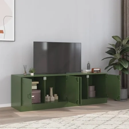 Muebles para TV 2 unidades acero verde oliva 67x39x44 cm by vidaXL, TV Furniture - Ref: Foro24-841640, Price: 120,36 €, Disco...