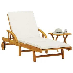 Tumbona con cojín y mesa madera maciza de acacia by vidaXL, Loungers - Ref: Foro24-3206362, Price: 257,49 €, Discount: %