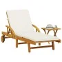 Tumbona con cojín y mesa madera maciza de acacia de vidaXL, Tumbonas - Ref: Foro24-3206362, Precio: 262,64 €, Descuento: %