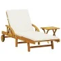 Tumbona con cojín y mesa madera maciza de acacia de vidaXL, Tumbonas - Ref: Foro24-3206362, Precio: 262,64 €, Descuento: %