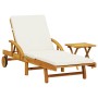 Tumbona con cojín y mesa madera maciza de acacia by vidaXL, Loungers - Ref: Foro24-3206362, Price: 268,80 €, Discount: %