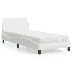Bed with white synthetic leather mattress 90x200 cm by vidaXL, Beds and slatted bases - Ref: Foro24-3208338, Price: 256,87 €,...