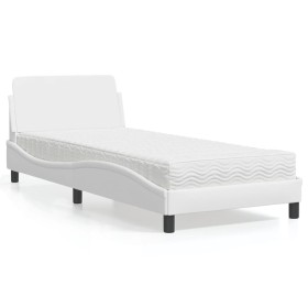 Bett mit weißer Kunstledermatratze 90x200 cm von vidaXL, Betten und Lattenroste - Ref: Foro24-3208338, Preis: 238,79 €, Rabat...