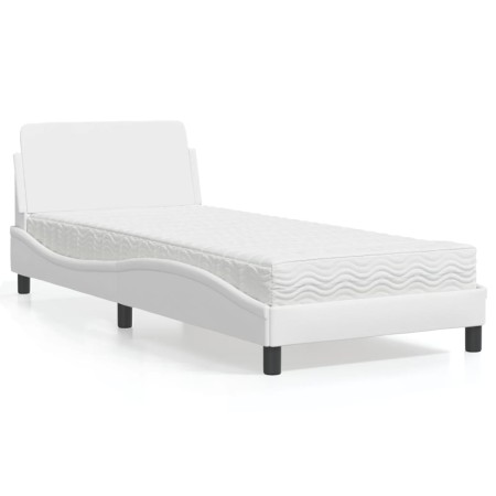 Bett mit weißer Kunstledermatratze 90x200 cm von vidaXL, Betten und Lattenroste - Ref: Foro24-3208338, Preis: 238,79 €, Rabat...
