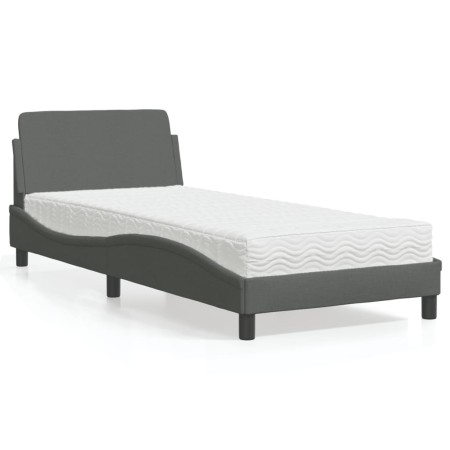 Bed with dark gray fabric mattress 90x200 cm by vidaXL, Beds and slatted bases - Ref: Foro24-3208325, Price: 237,32 €, Discou...