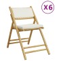 Faltbare Bistrostühle mit Kissen, 6 Stück, weiß-cremefarbenes Bambus von vidaXL, Gartenstühle - Ref: Foro24-3208924, Preis: 3...