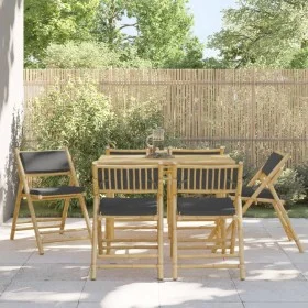 Faltbare Bistrostühle mit Kissen, 6 Stück, dunkelgrauer Bambus. von vidaXL, Gartenstühle - Ref: Foro24-3208926, Preis: 375,52...