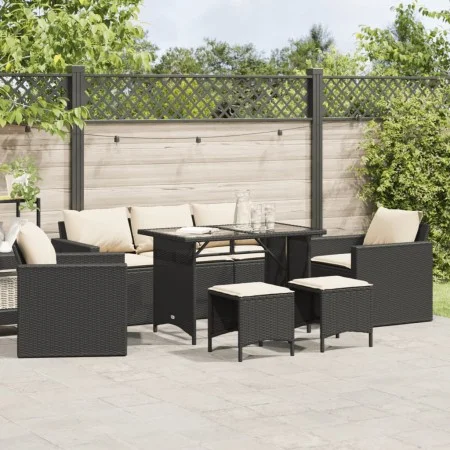 Set de sofás de jardín 6 piezas y cojines ratán sintético negro by vidaXL, Garden sets - Ref: Foro24-3213548, Price: 497,79 €...