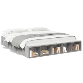 Sonoma-grauer Holzwerkstoff-Bettrahmen 180 x 200 cm von vidaXL, Betten und Lattenroste - Ref: Foro24-3280550, Preis: 151,43 €...