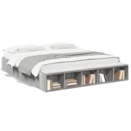Sonoma gray engineered wood bed frame 180x200 cm by vidaXL, Beds and slatted bases - Ref: Foro24-3280550, Price: 149,58 €, Di...