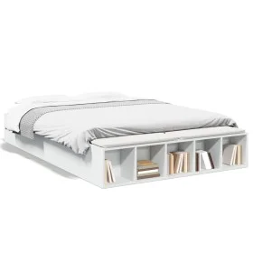 Estructura de cama madera de ingeniería blanca 160x200 cm de vidaXL, Camas y somieres - Ref: Foro24-3280552, Precio: 198,96 €...