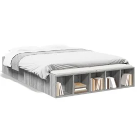 Sonoma gray engineered wood bed frame 120x200 cm by vidaXL, Beds and slatted bases - Ref: Foro24-3280578, Price: 131,67 €, Di...